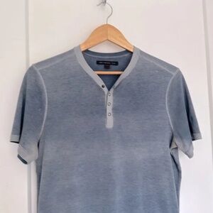 John Varvatos Blue Gray Snap Front Henley Shirt